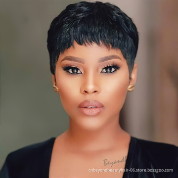 Pixie Cut Hair Short Remy Human Hair Wigs For Black Women Boy Cut Wigs Finger wave wigs